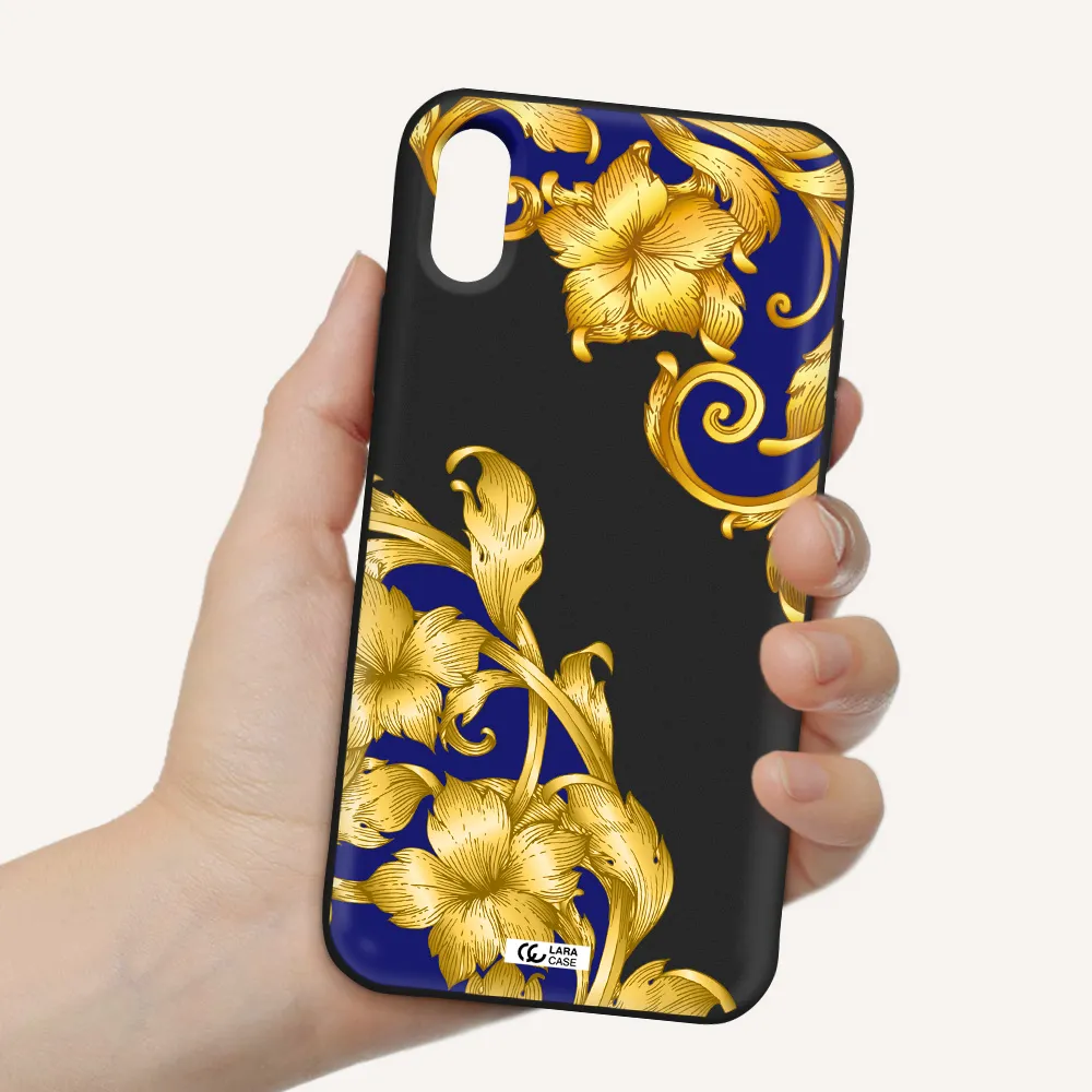 Golden Baroque Apple iPhone X Silicone black Case