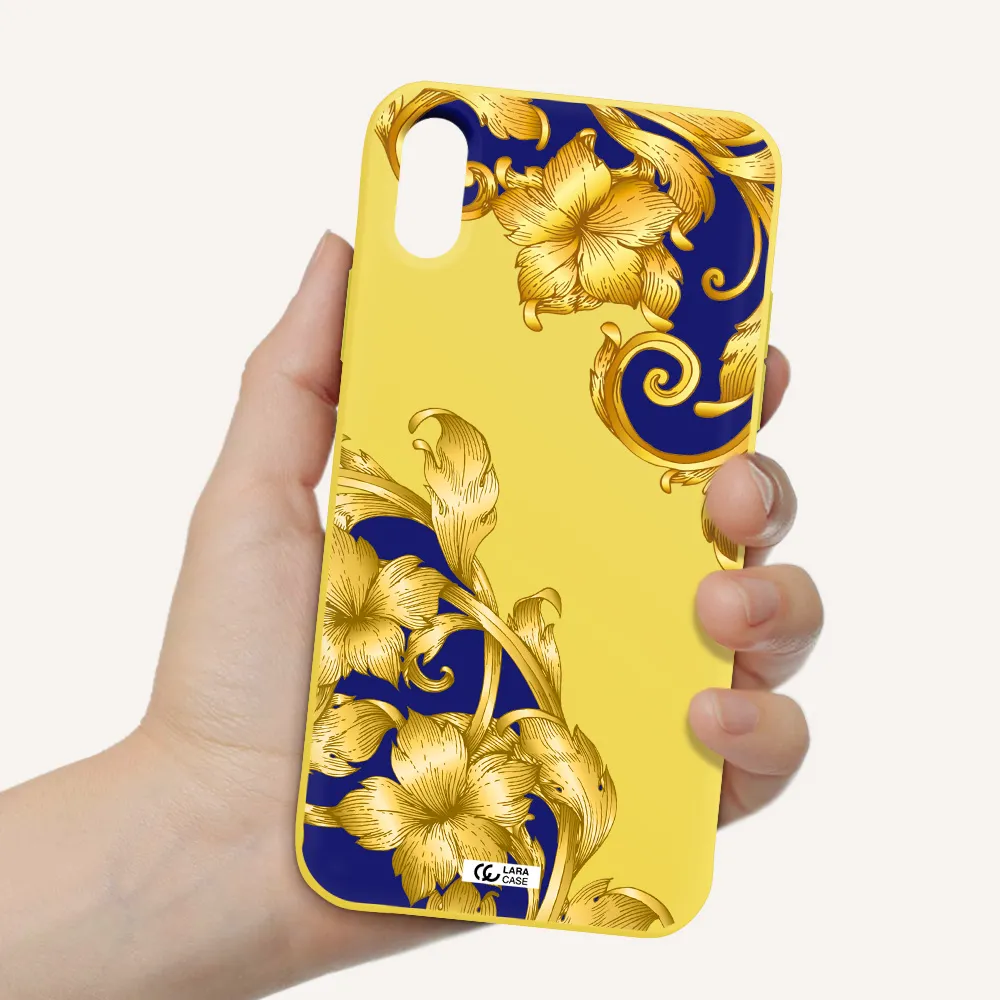 Golden Baroque Apple iPhone X Silicone canary yellow Case