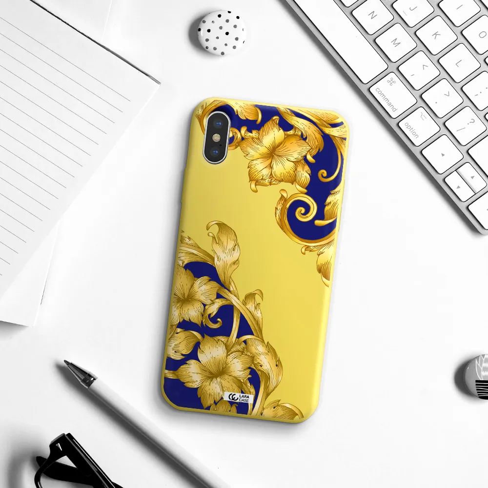Golden Baroque Apple iPhone X Silicone canary yellow Case