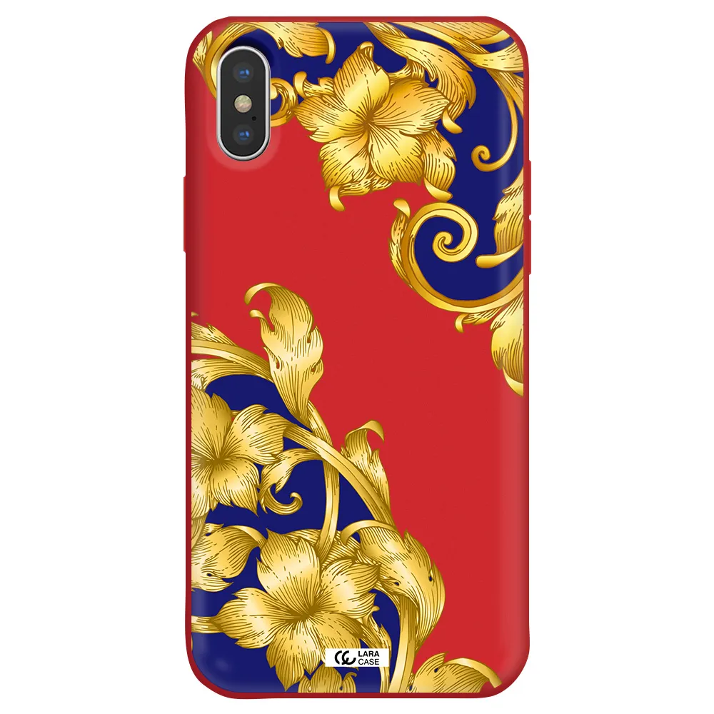 Golden Baroque Apple iPhone X Silicone Imperial Red Case