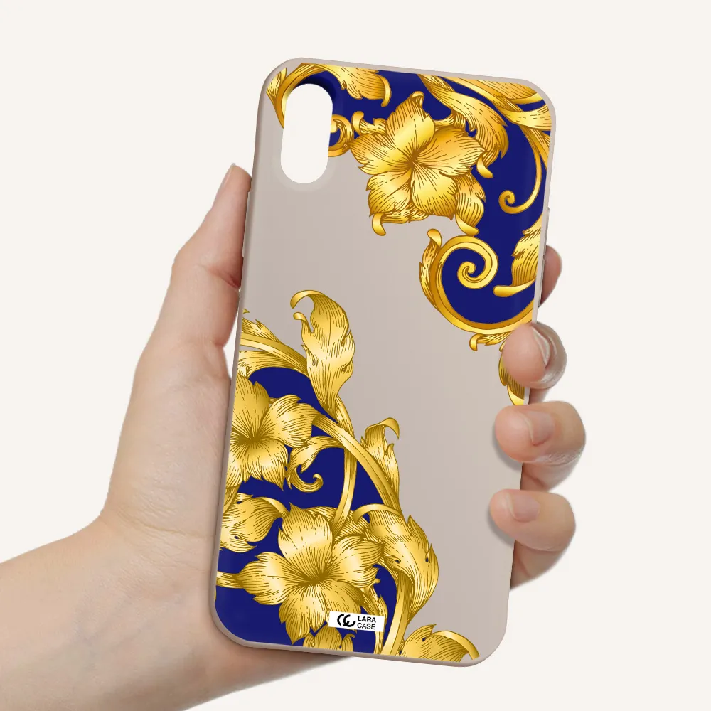 Golden Baroque Apple iPhone X Silicone Stone Case
