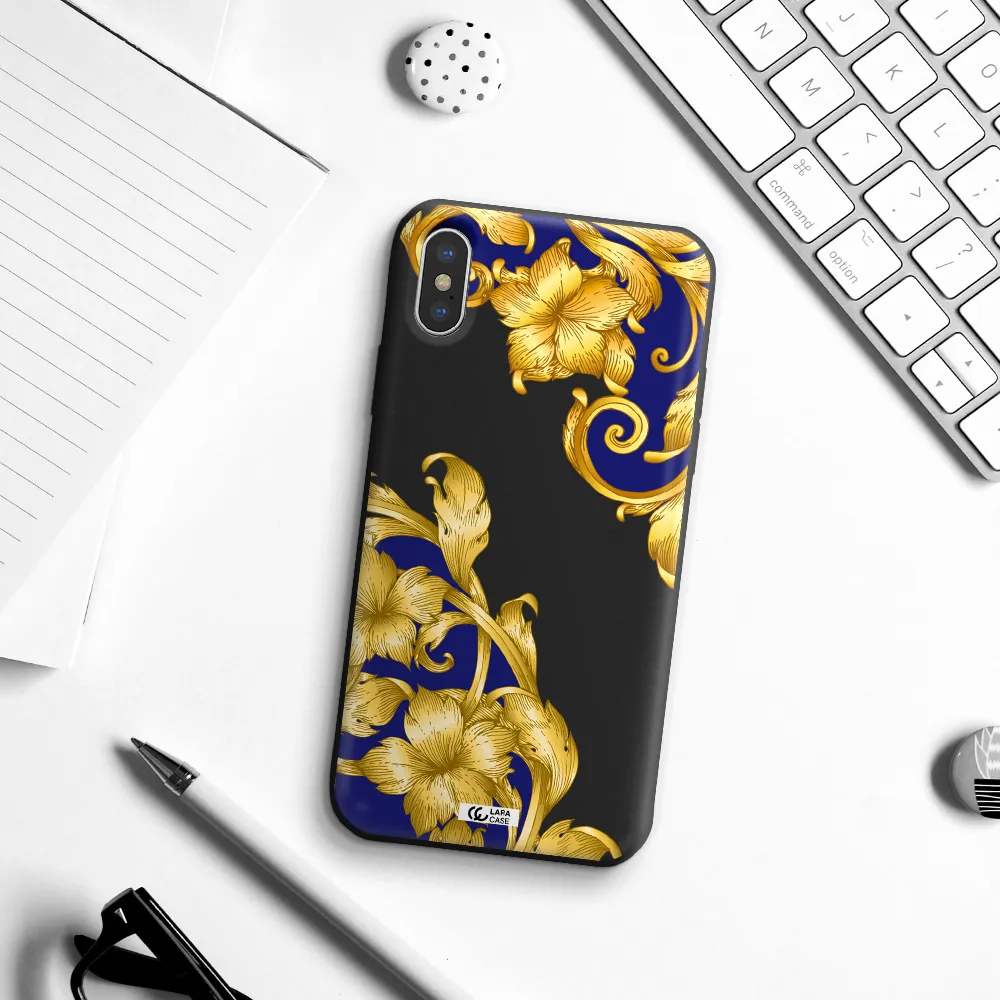 Golden Baroque Apple iPhone XS Silicone black Case