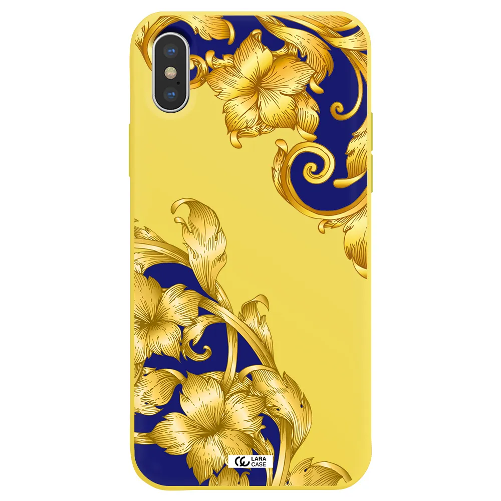 Golden Baroque Apple iPhone XS Silicone canary yellow Case