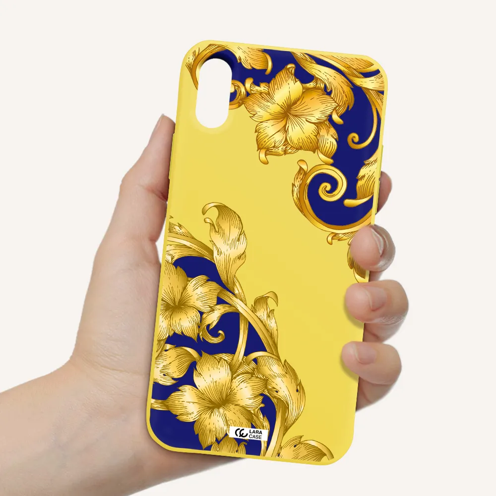 Golden Baroque Apple iPhone XS Silicone canary yellow Case