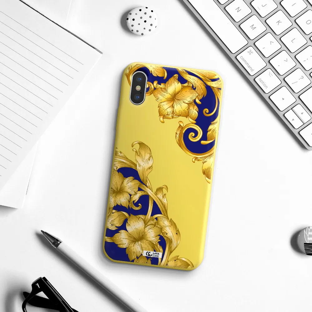 Golden Baroque Apple iPhone XS Silicone canary yellow Case