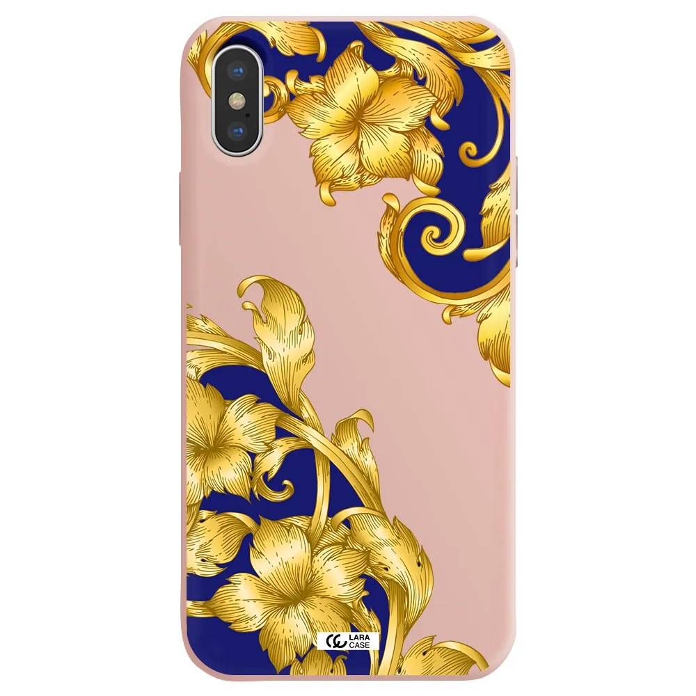 Golden Baroque Apple iPhone XS Silicone pastel pink Case