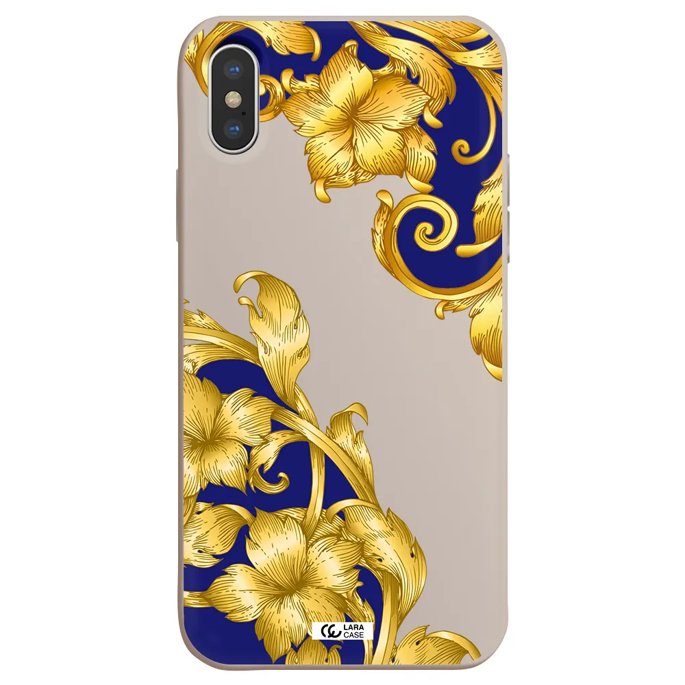 Golden Baroque Apple iPhone XS Silicone Stone Case