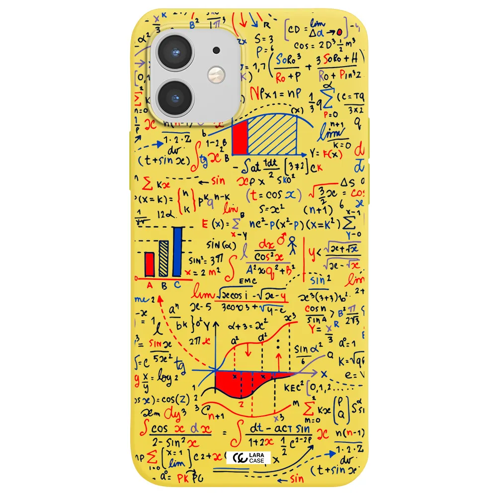 Math Blackboard Apple iPhone 12 mini Silicone canary yellow Case