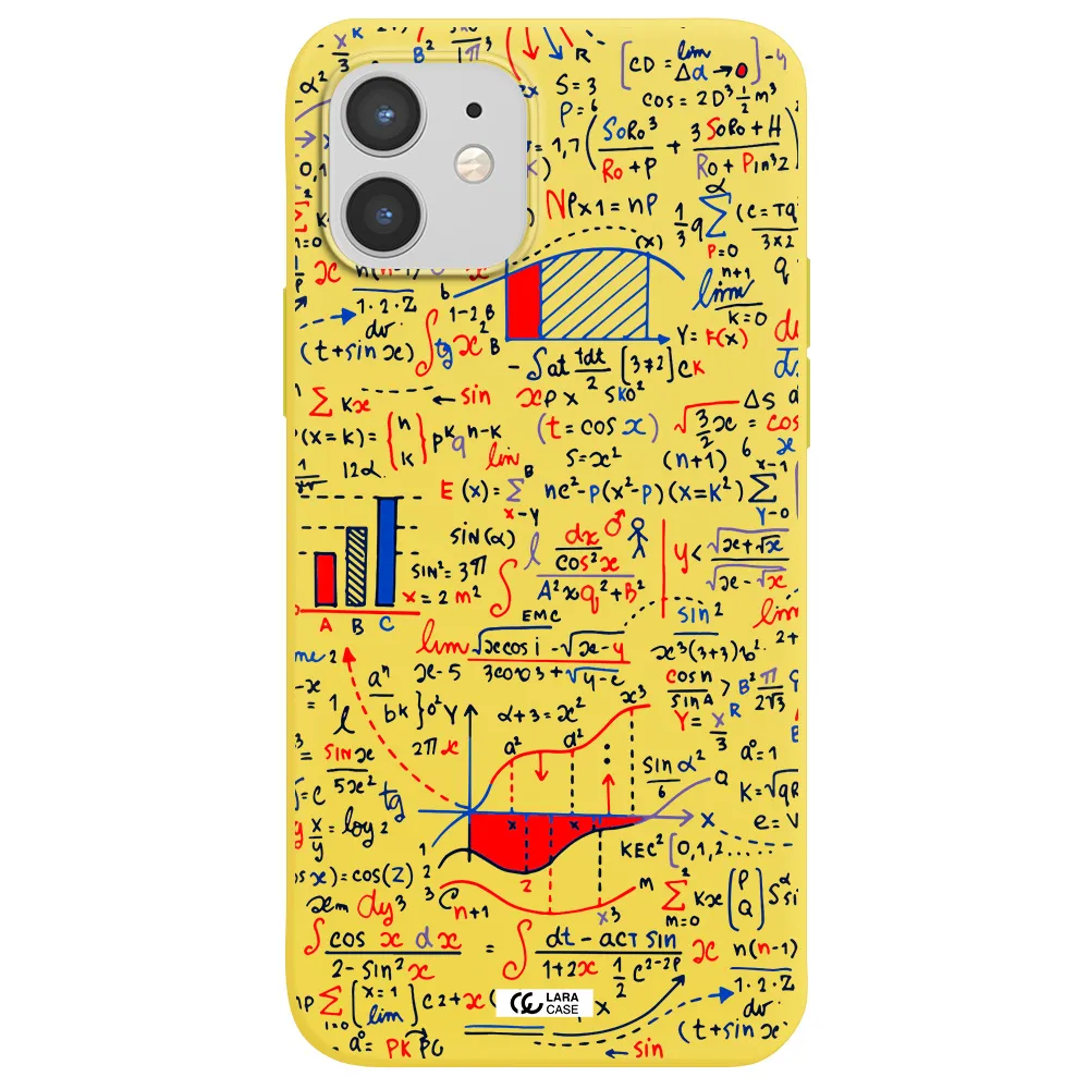 Math Blackboard Apple iPhone 12 Silicone canary yellow Case