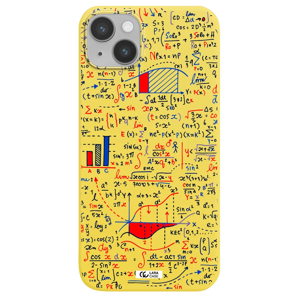 Math Blackboard Apple iPhone 14 plus Silicone canary yellow Case