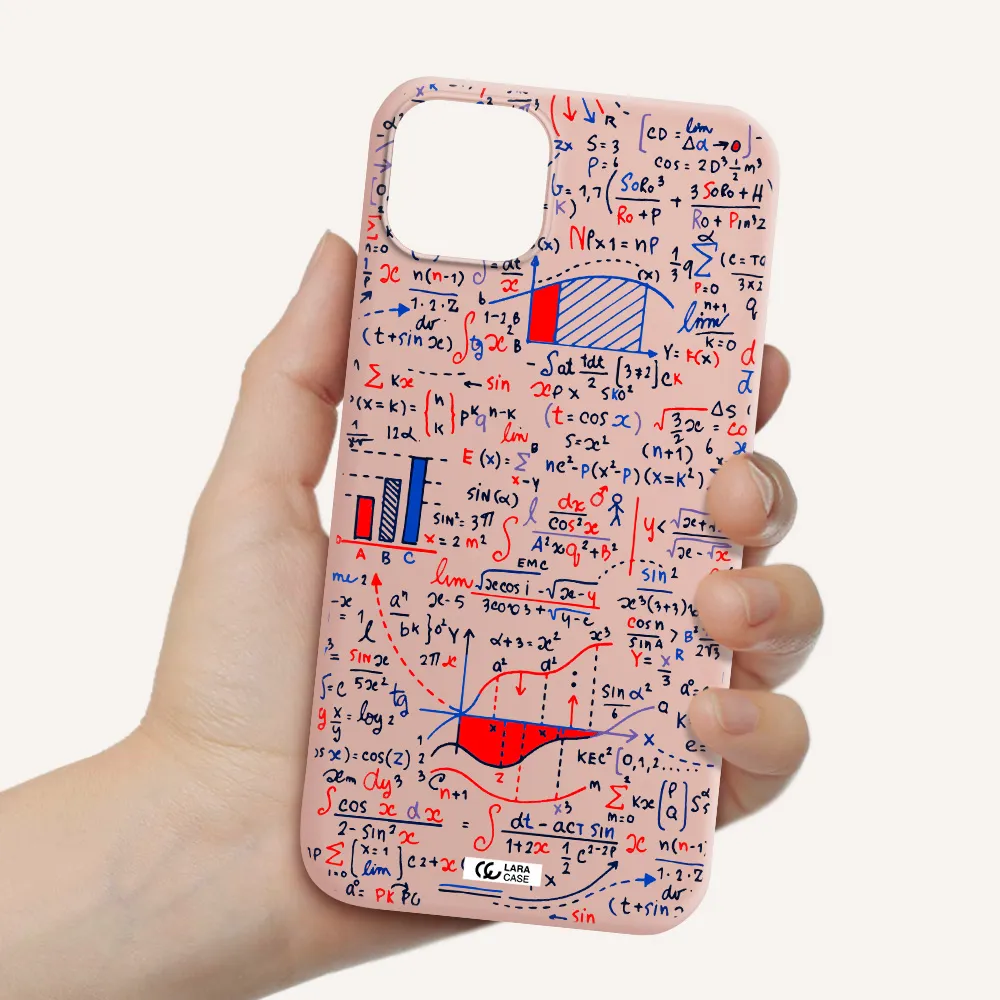 Math Blackboard Apple iPhone 14 plus Silicone pastel pink Case