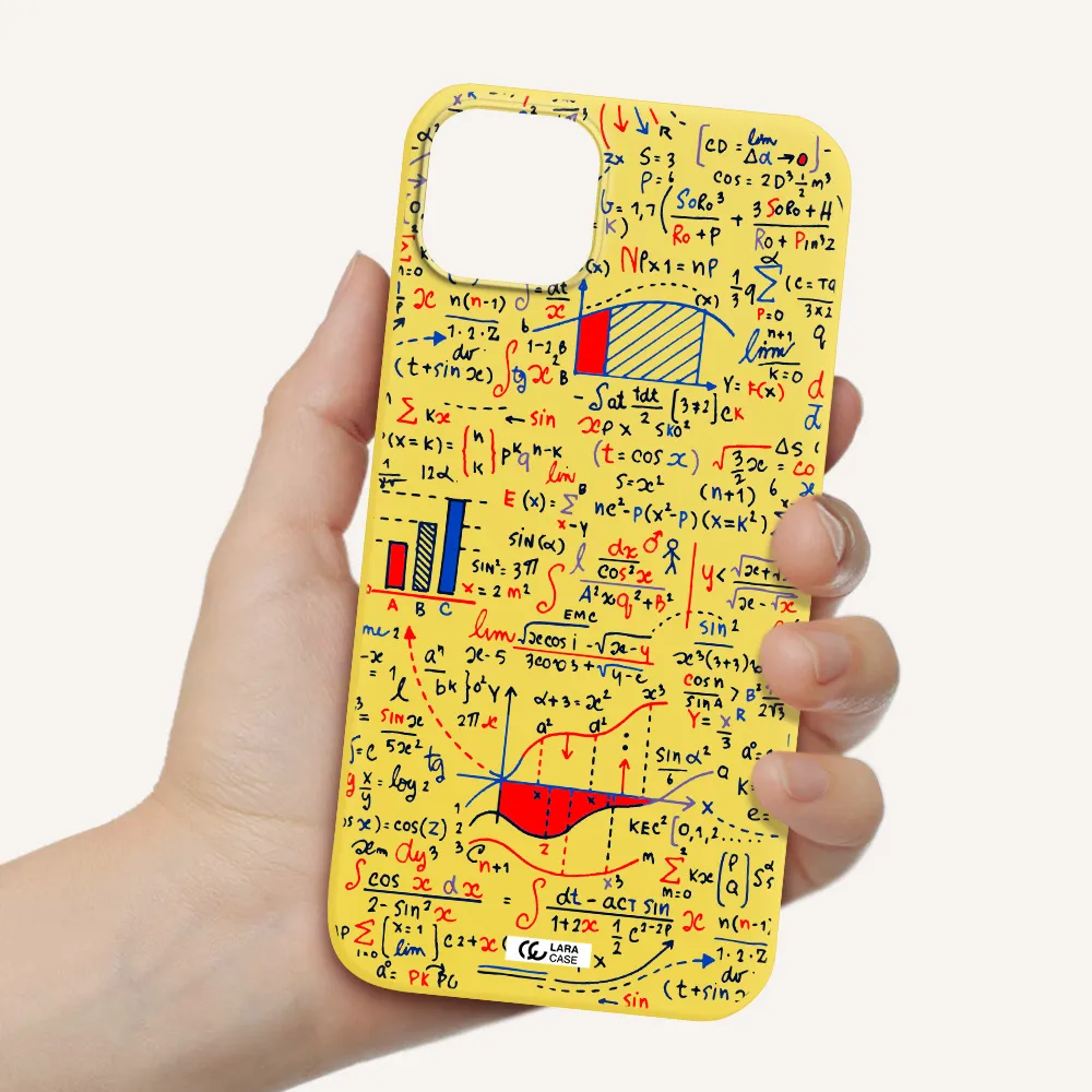 Math Blackboard Apple iPhone 14 Silicone canary yellow Case