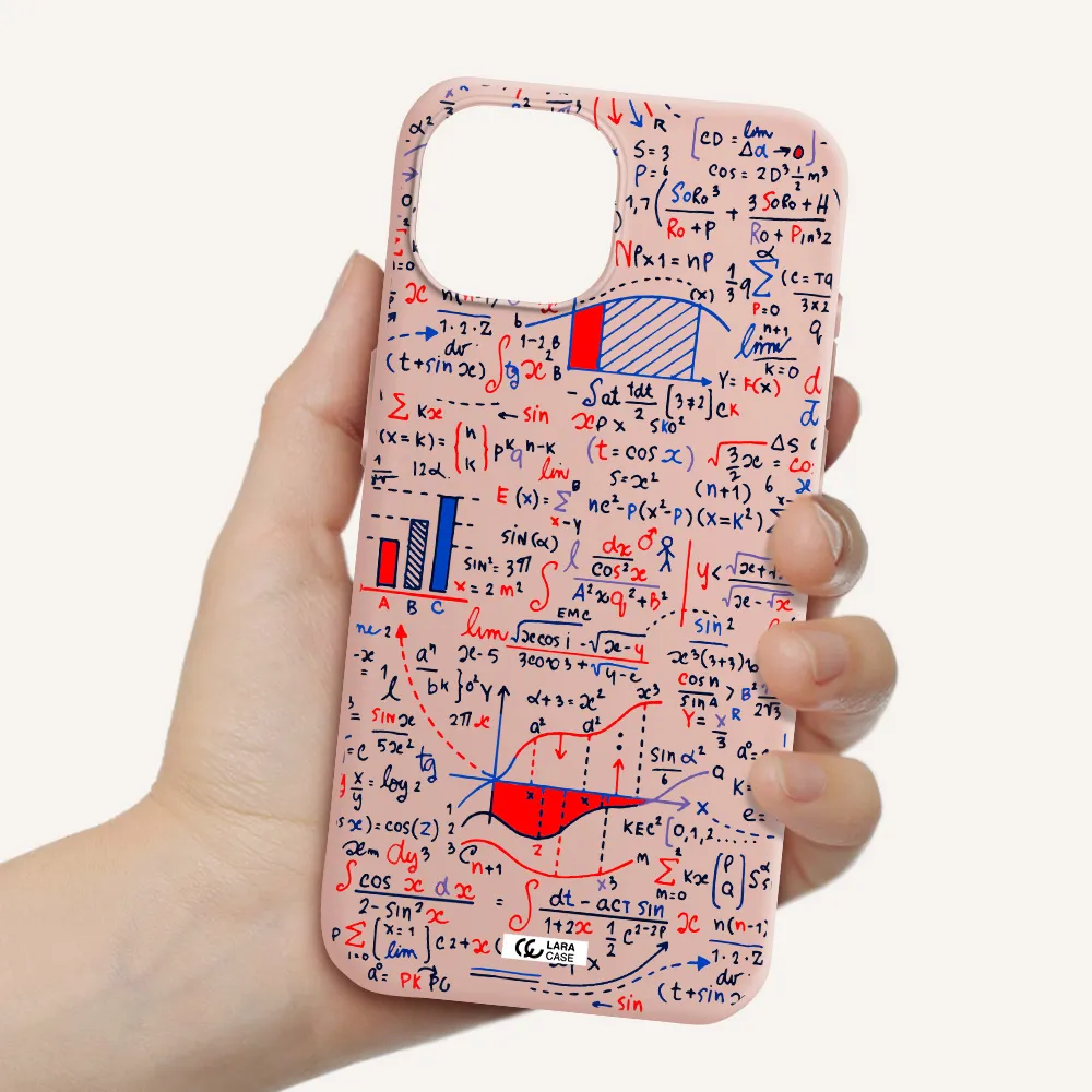 Math Blackboard Apple Iphone 15 Silicone Pastel Pink Case