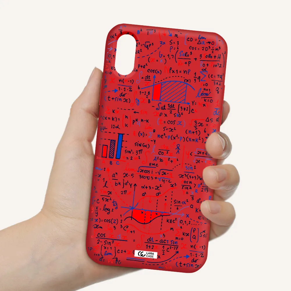 Math Blackboard Apple iPhone X Silicone Imperial Red Case