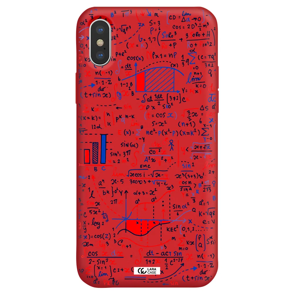 Math Blackboard Apple iPhone XS Silicone Imperial Red Case