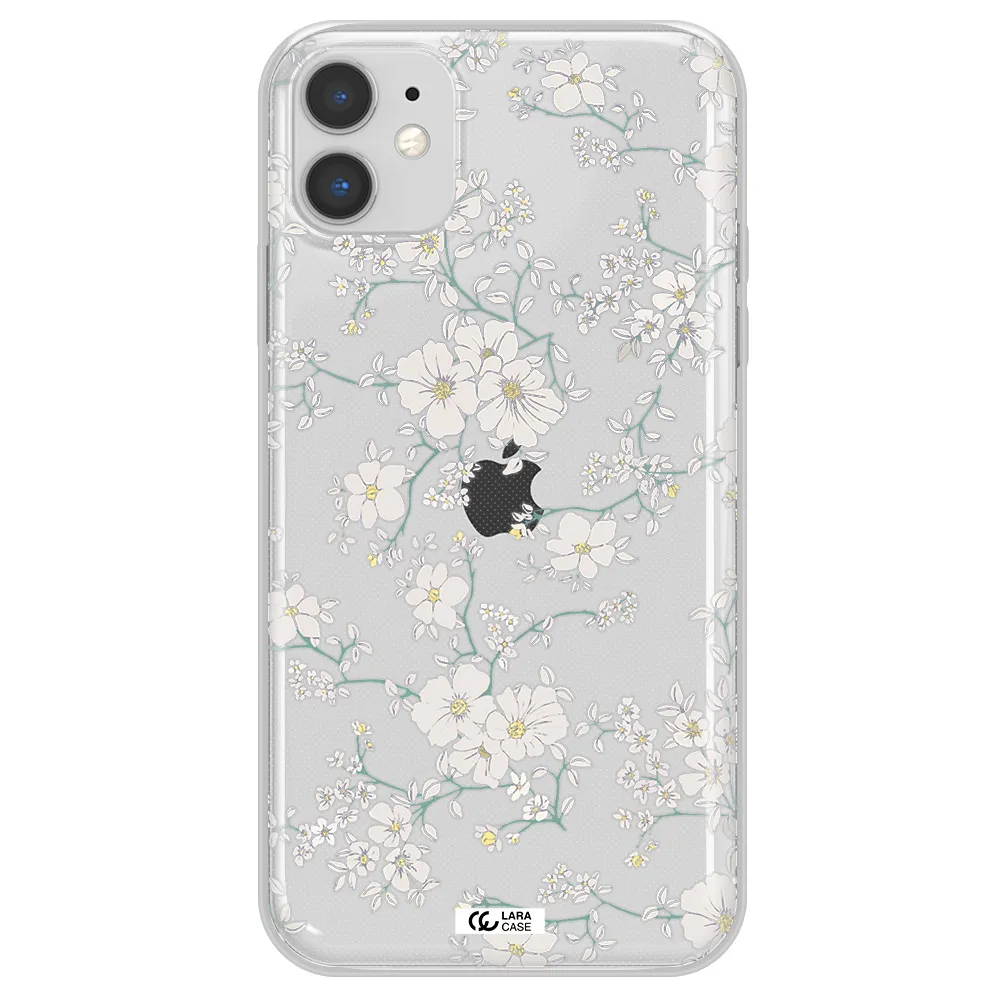 White Flower Apple iPhone 11 Clear TPU Case