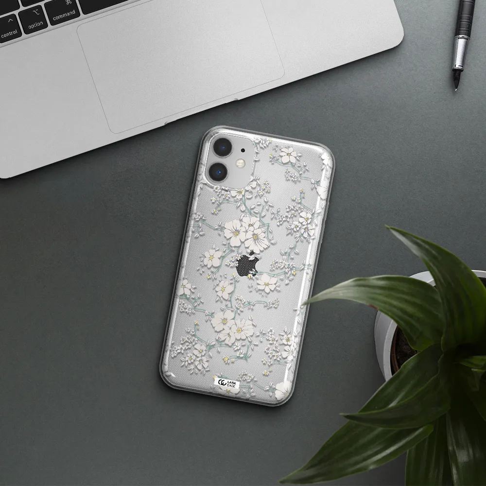 White Flower Apple iPhone 11 Clear TPU Case