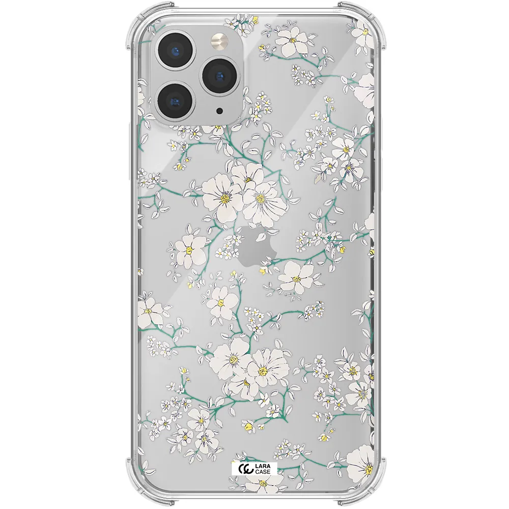 White Flower Apple iPhone 11 pro Clear PC Case