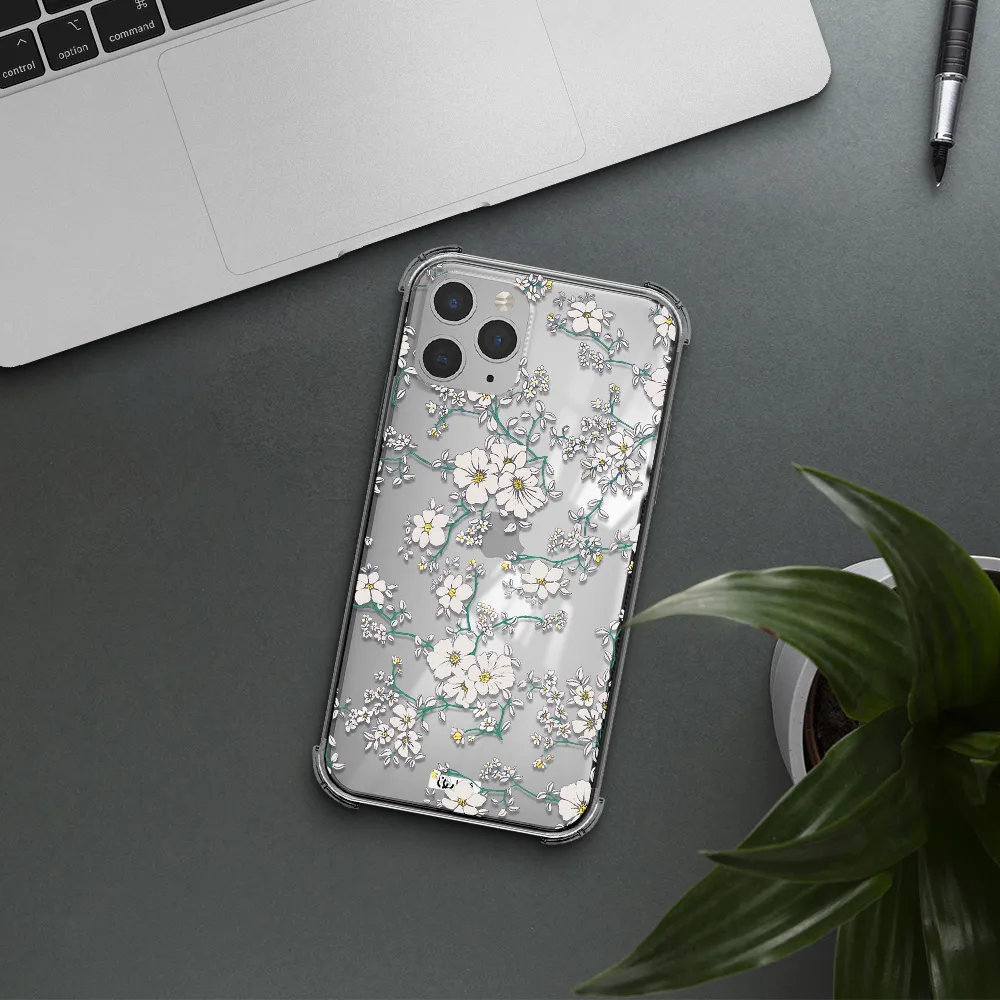 White Flower Apple iPhone 11 pro Clear PC Case