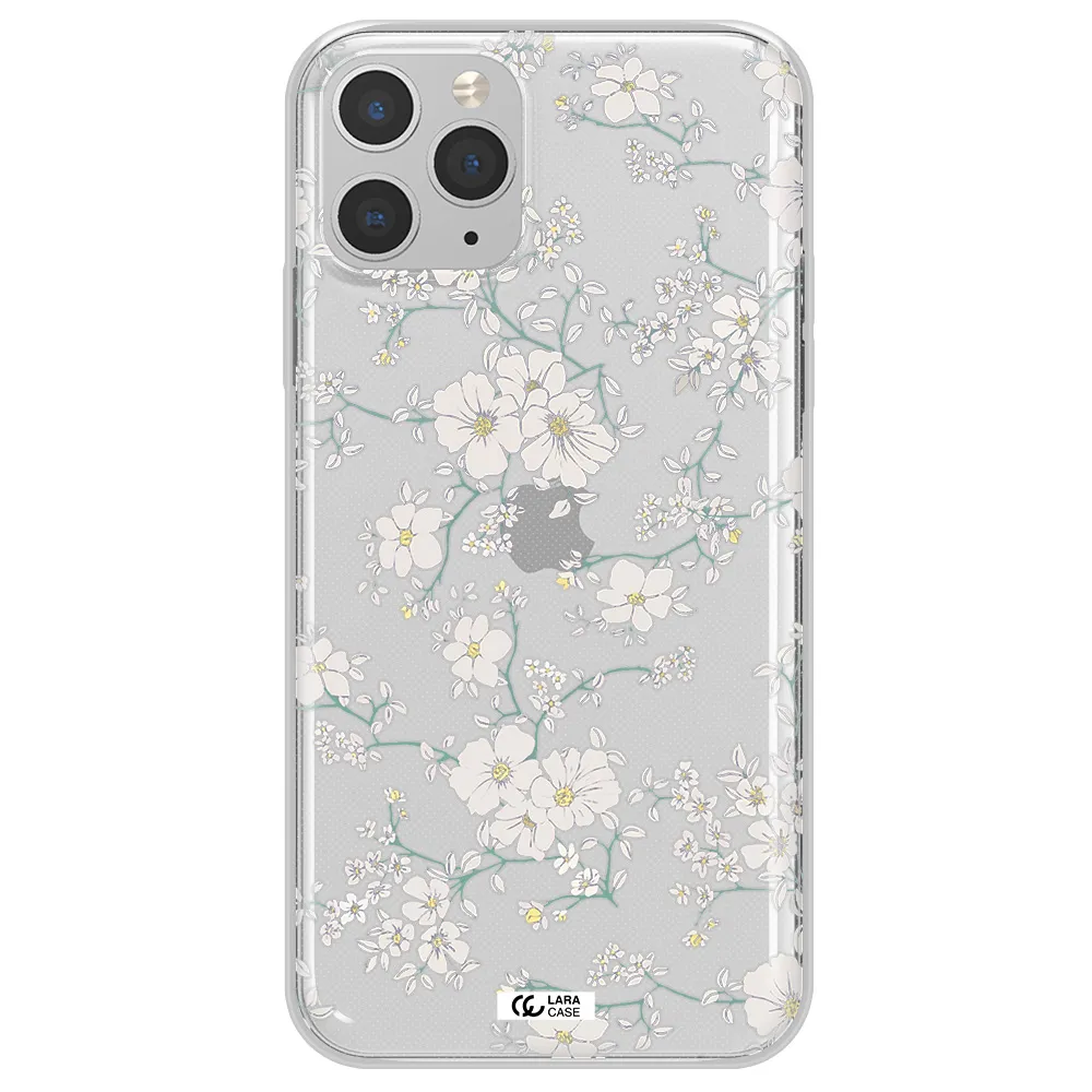 White Flower Apple iPhone 11 pro Clear TPU Case