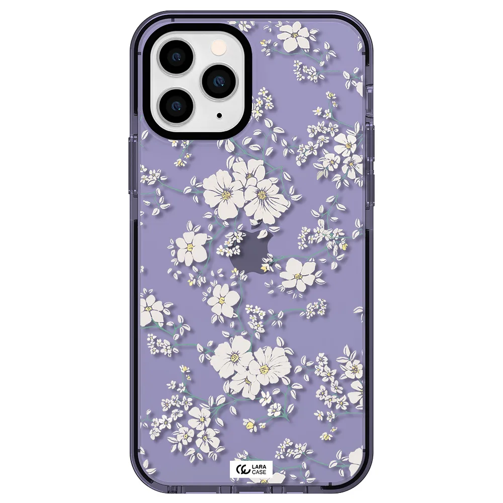 White Flower Apple iPhone 11 pro impact Lilac Case