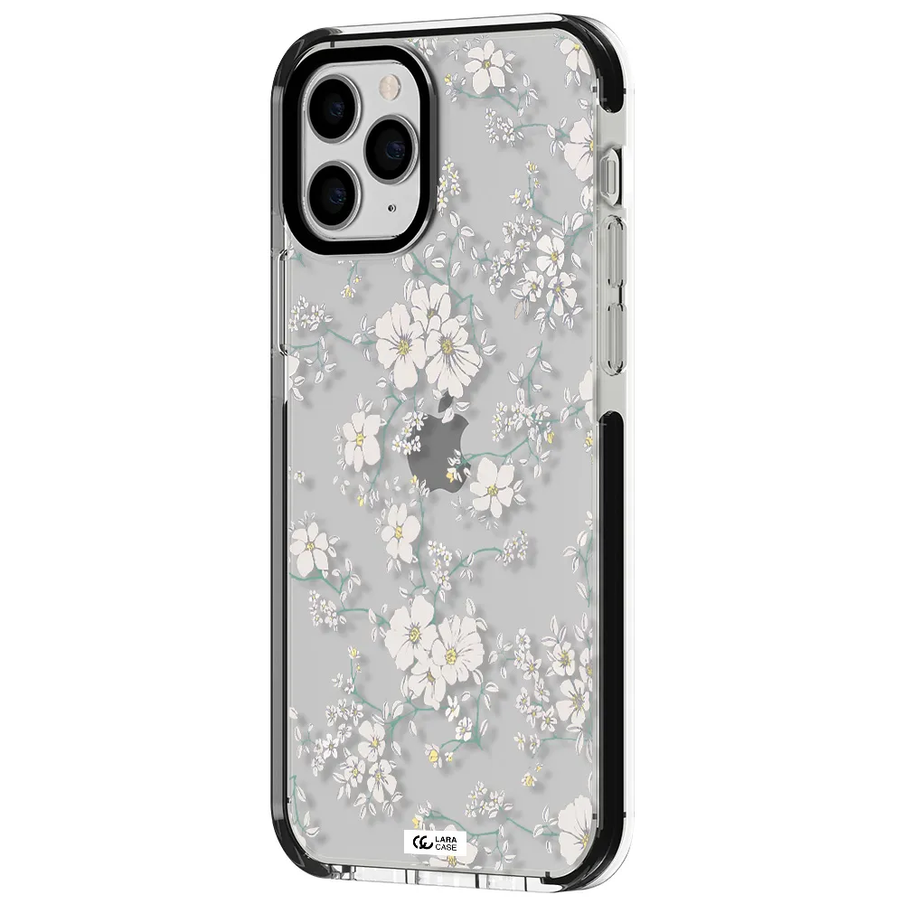 White Flower Apple iPhone 11 pro max impact black border Case