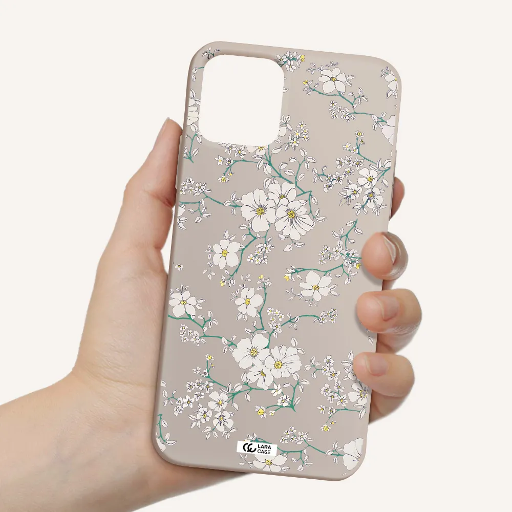 White Flower Apple iPhone 11 pro Silicone Stone Case