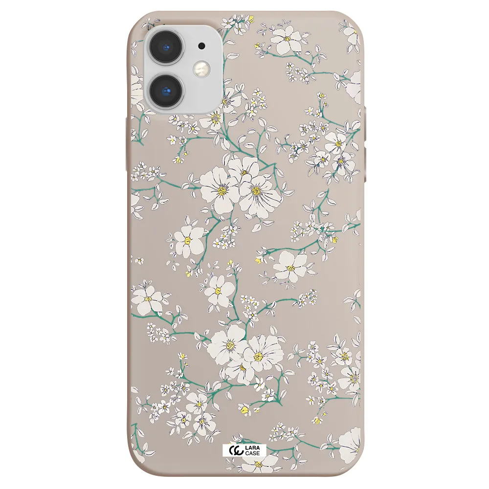 White Flower Apple iPhone 11 Silicone Stone Case