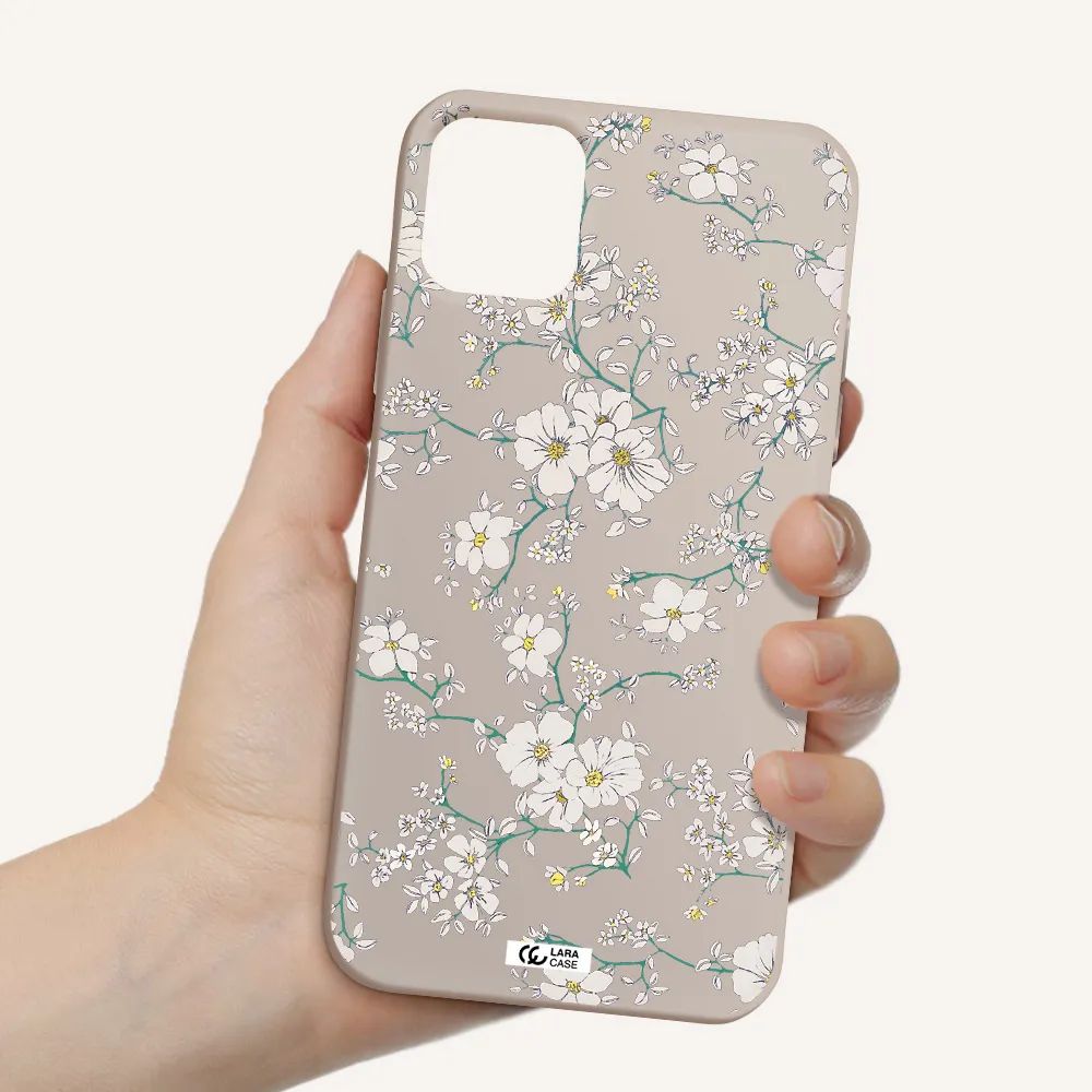 White Flower Apple iPhone 11 Silicone Stone Case