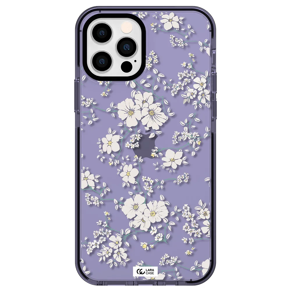 White Flower Apple iPhone 12 pro impact Lilac Case