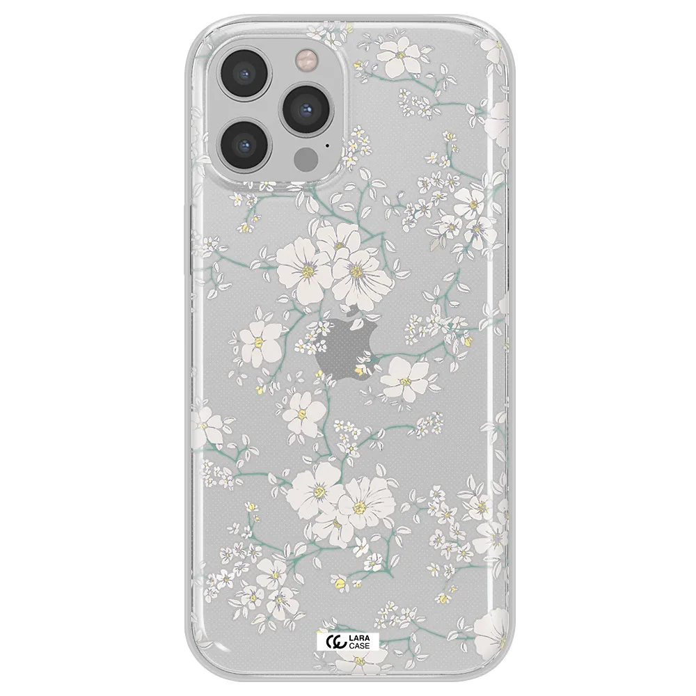 White Flower Apple iPhone 12 pro max Clear TPU Case