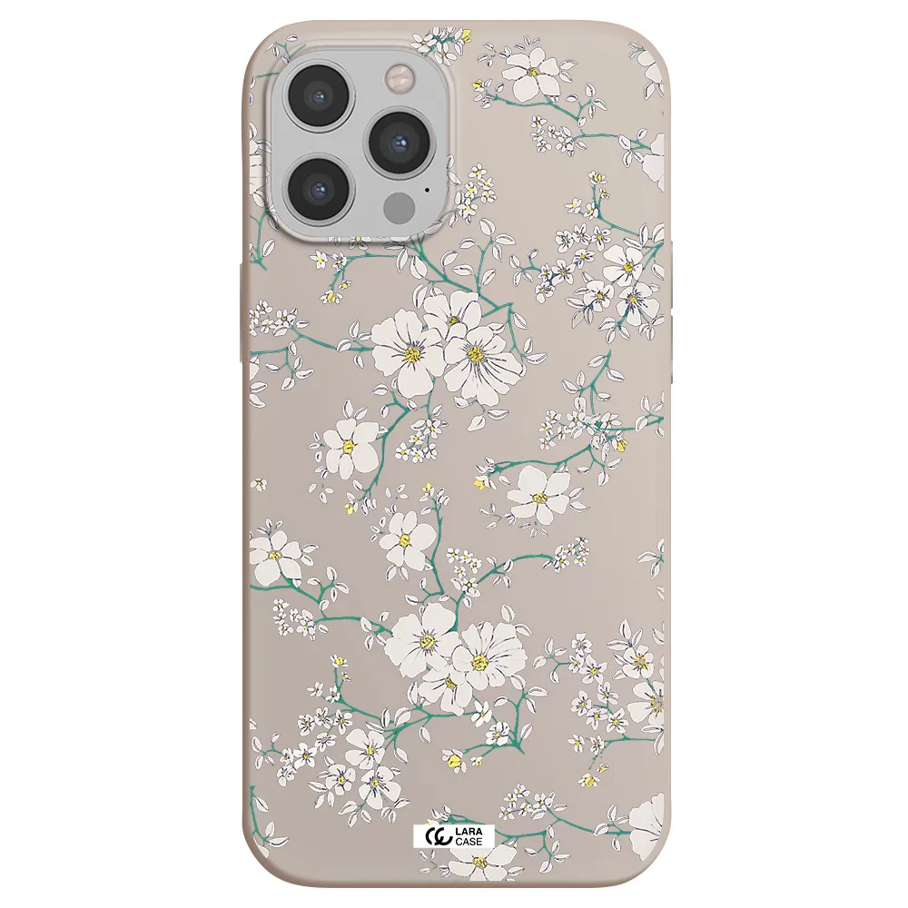 White Flower Apple iPhone 12 pro Silicone Stone Case
