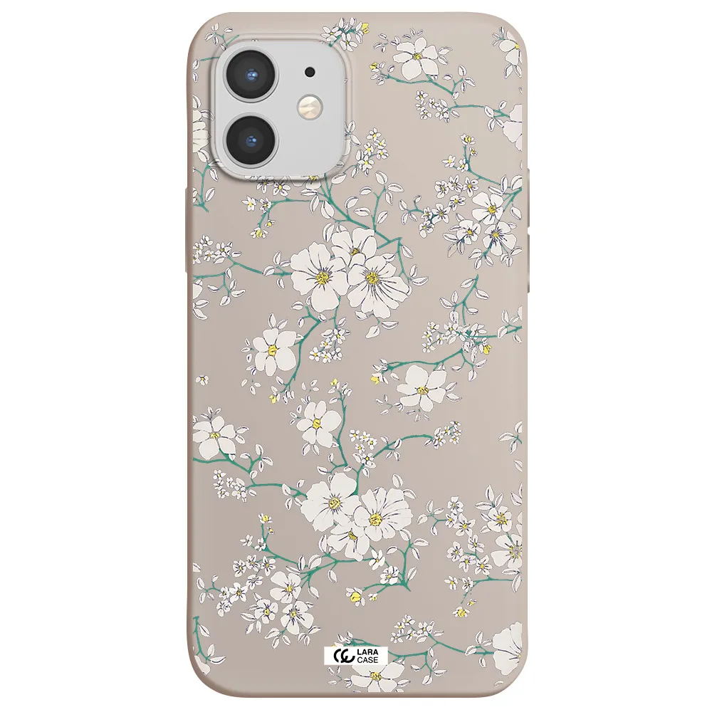 White Flower Apple iPhone 12 Silicone Stone Case