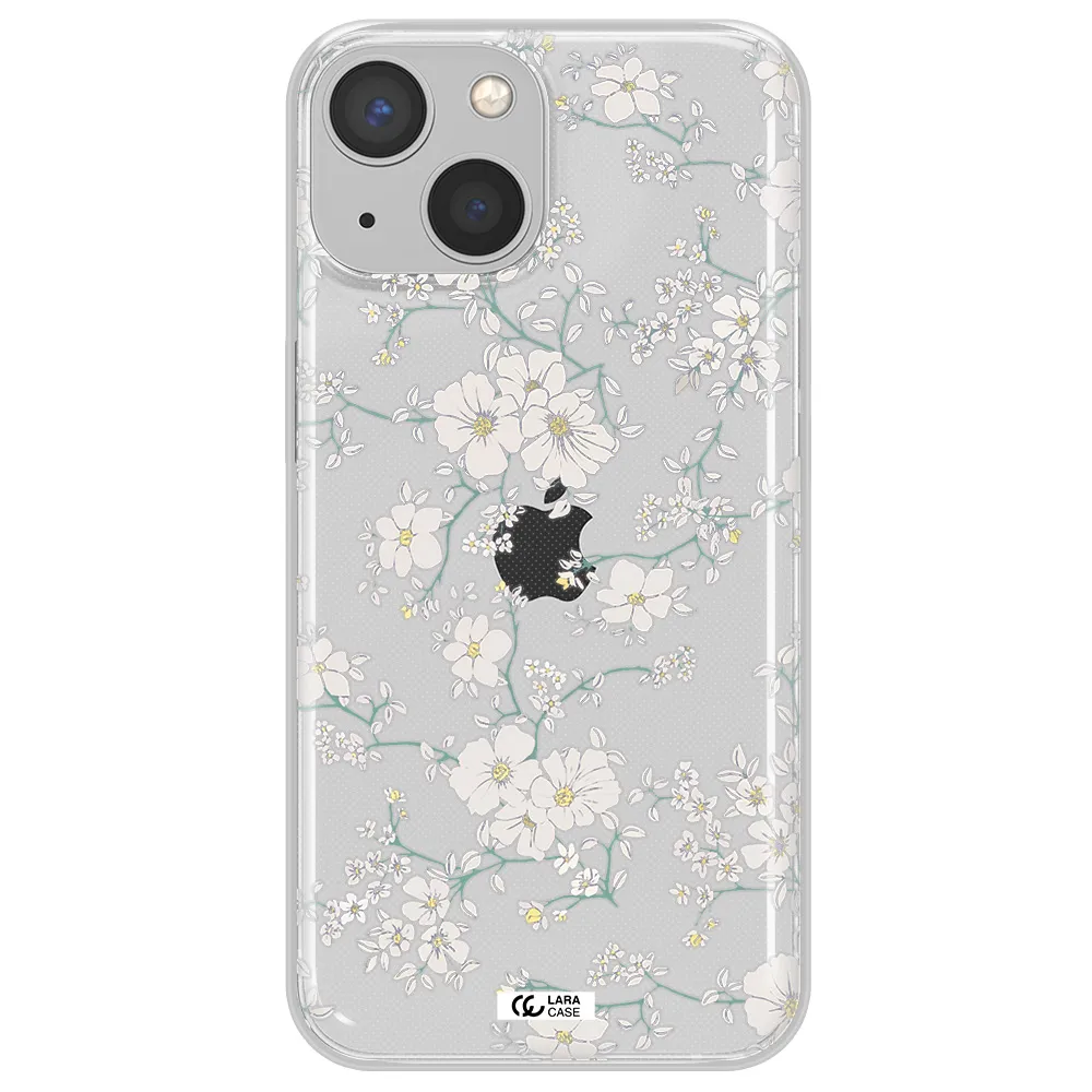 White Flower Apple iPhone 13 Clear TPU Case