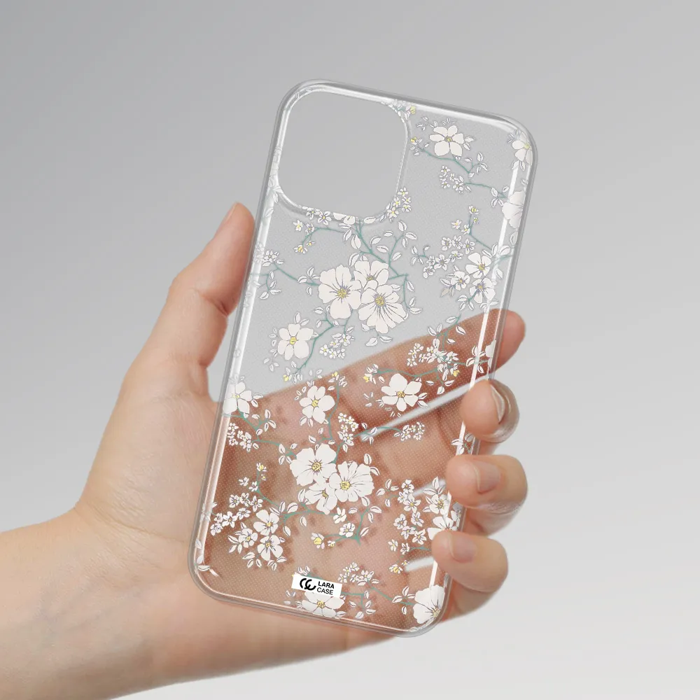 White Flower Apple iPhone 13 Clear TPU Case