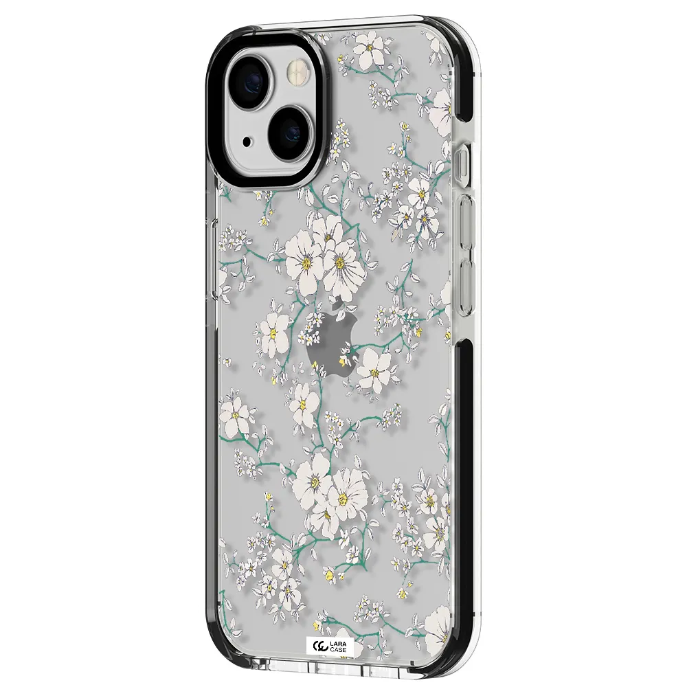 White Flower Apple iPhone 13 impact black border Case