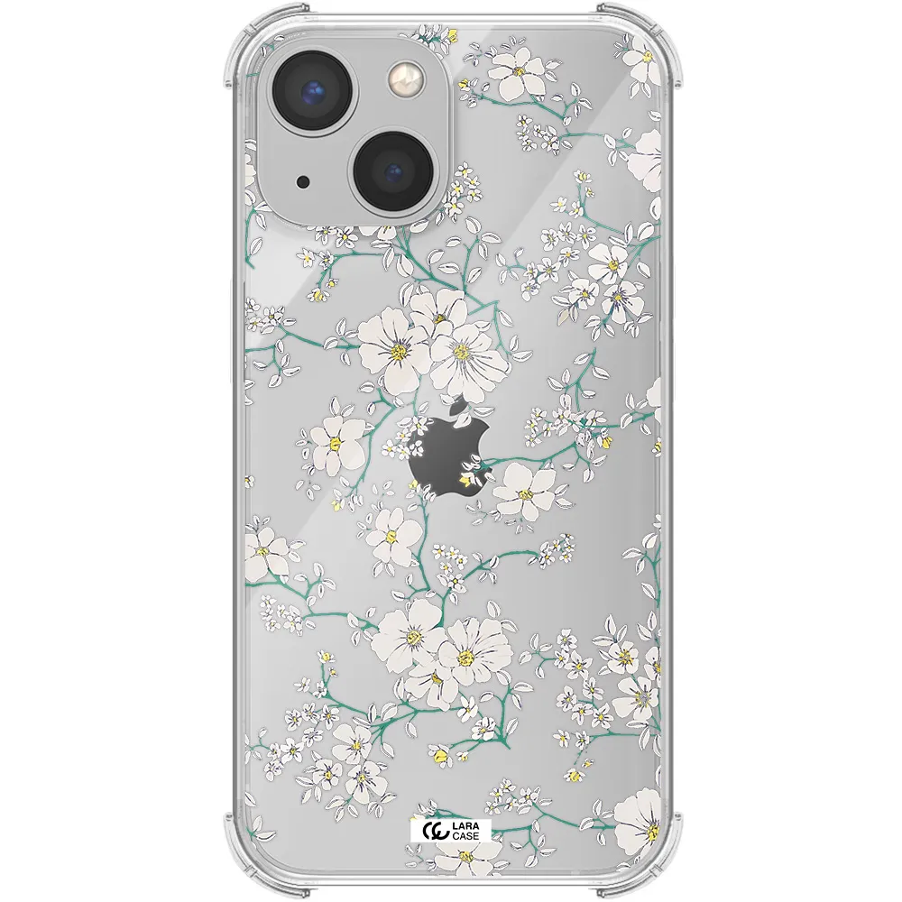 White Flower Apple iPhone 13 mini Clear PC Case