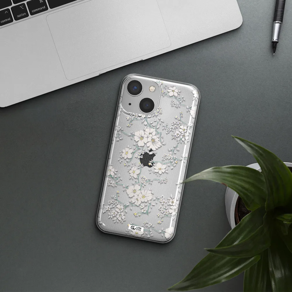 White Flower Apple iPhone 13 mini Clear TPU Case