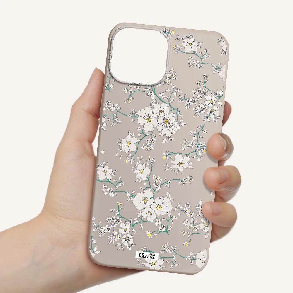 White Flower Apple iPhone 13 mini Silicone Stone Case
