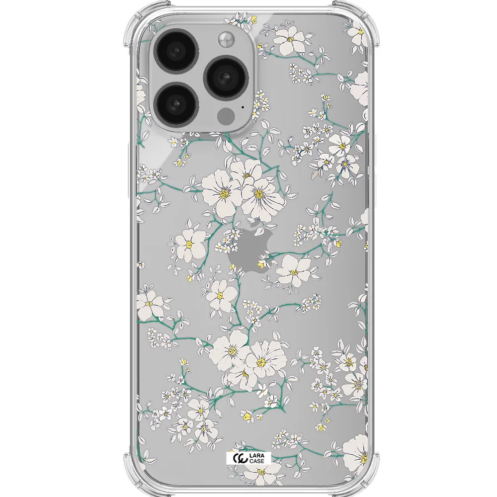 White Flower Apple iPhone 13 Pro Clear PC Case