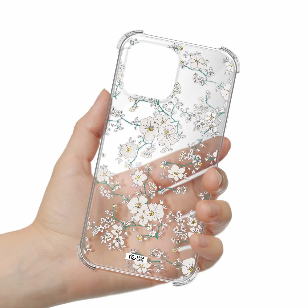 White Flower Apple iPhone 13 Pro Clear PC Case
