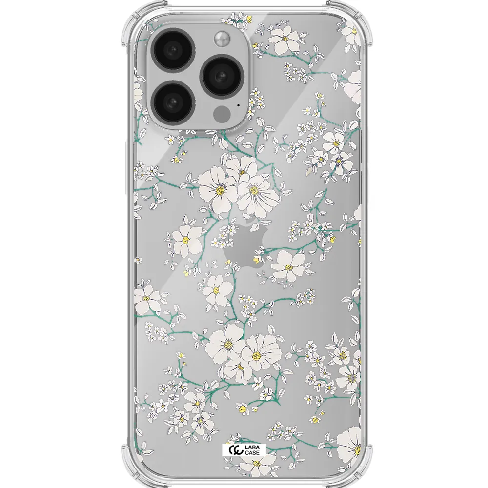 White Flower Apple iPhone 13 Pro Max Clear PC Case