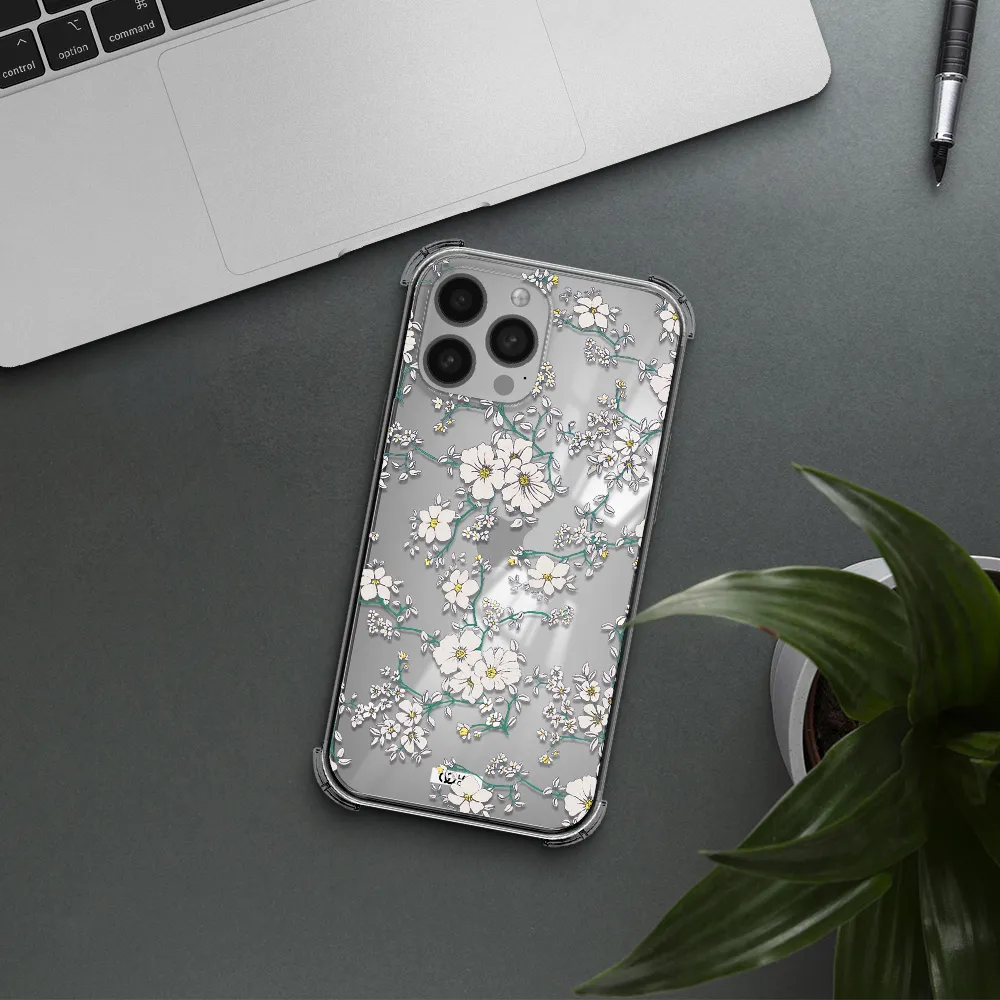 White Flower Apple iPhone 13 Pro Max Clear PC Case