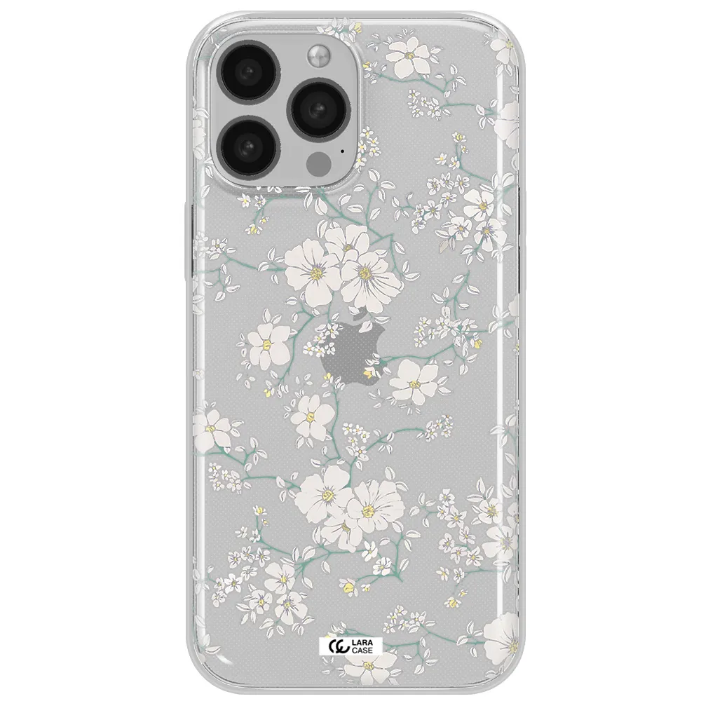 White Flower Apple iPhone 13 Pro Max Clear TPU Case