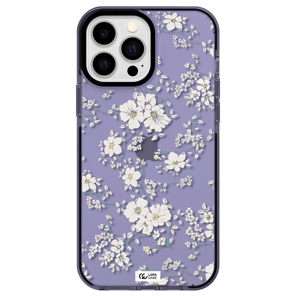 White Flower Apple iPhone 13 Pro Max impact Lilac Case