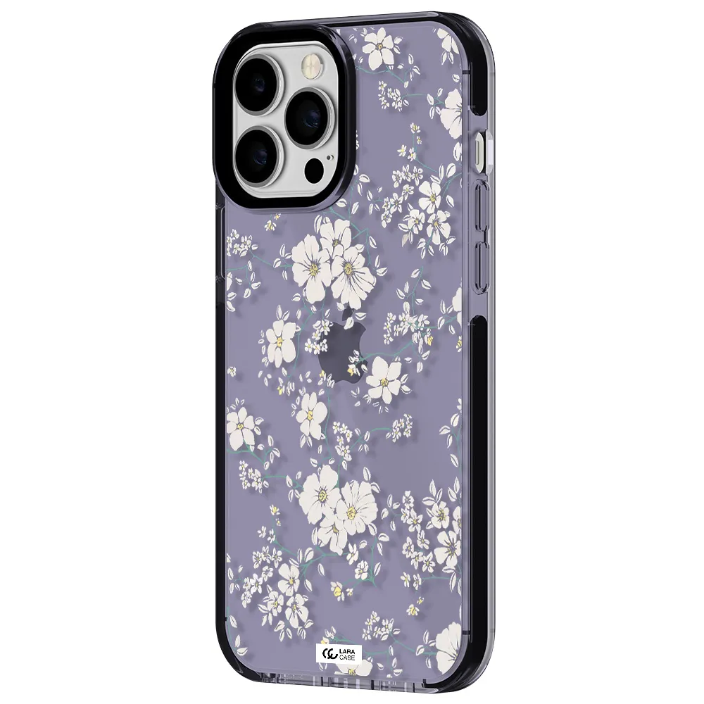 White Flower Apple iPhone 13 Pro Max impact Lilac Case