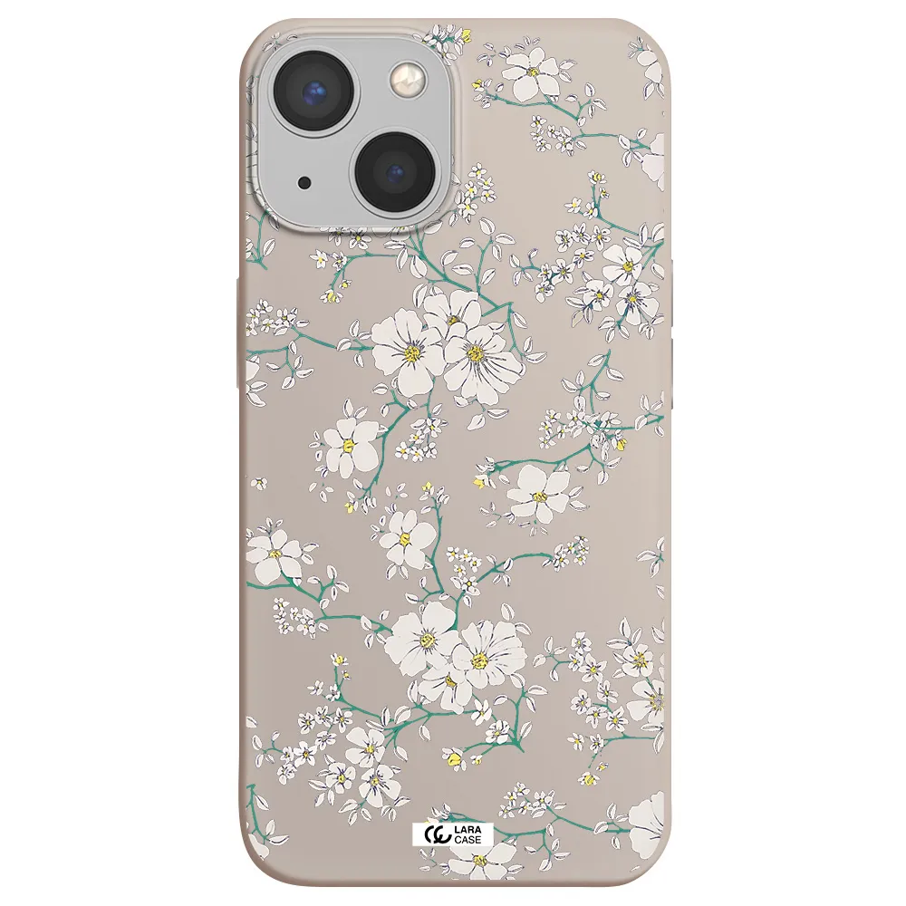 White Flower Apple iPhone 13 Silicone Stone Case