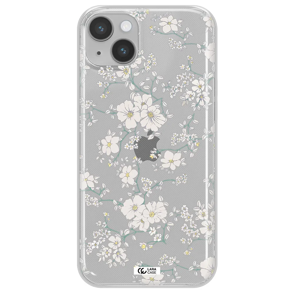 White Flower Apple iPhone 14 Clear TPU Case