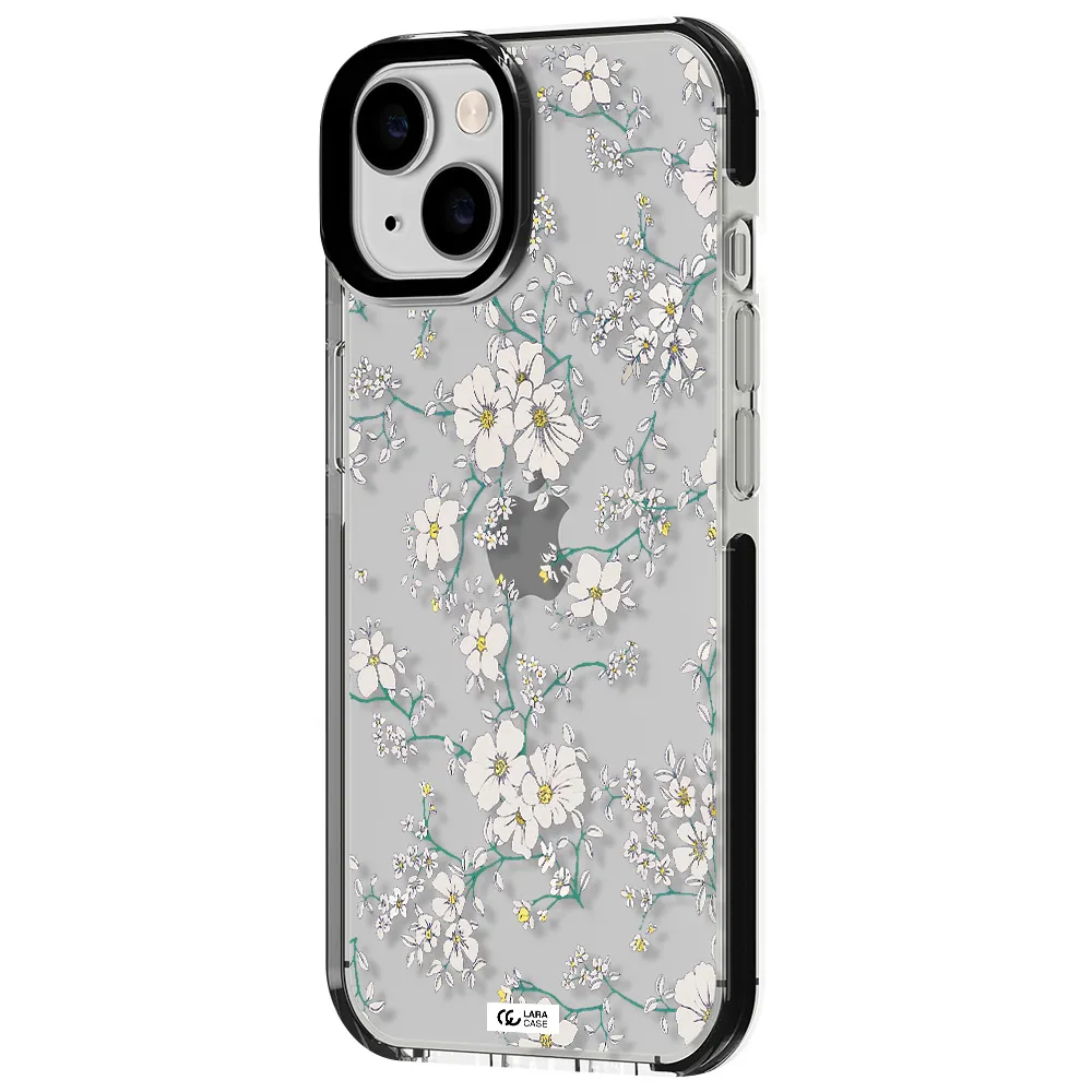 White Flower Apple iPhone 14 impact black border Case