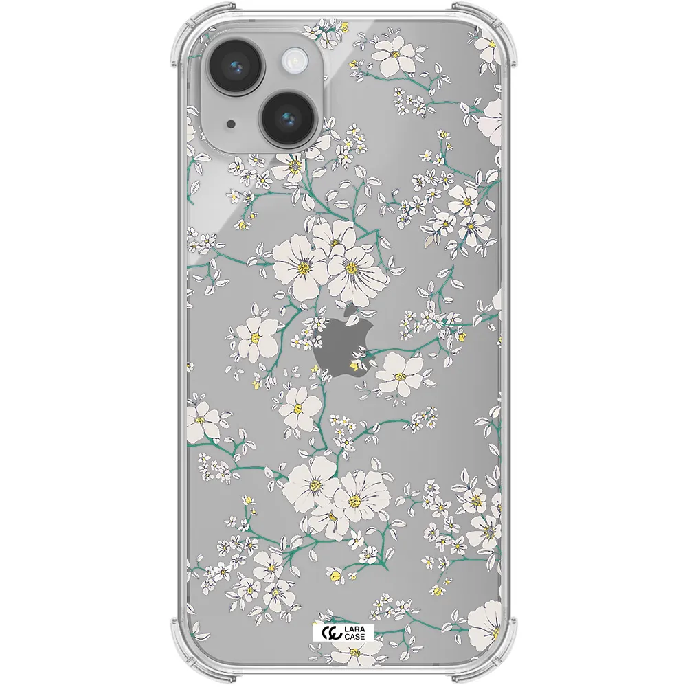 White Flower Apple iPhone 14 plus Clear PC Case